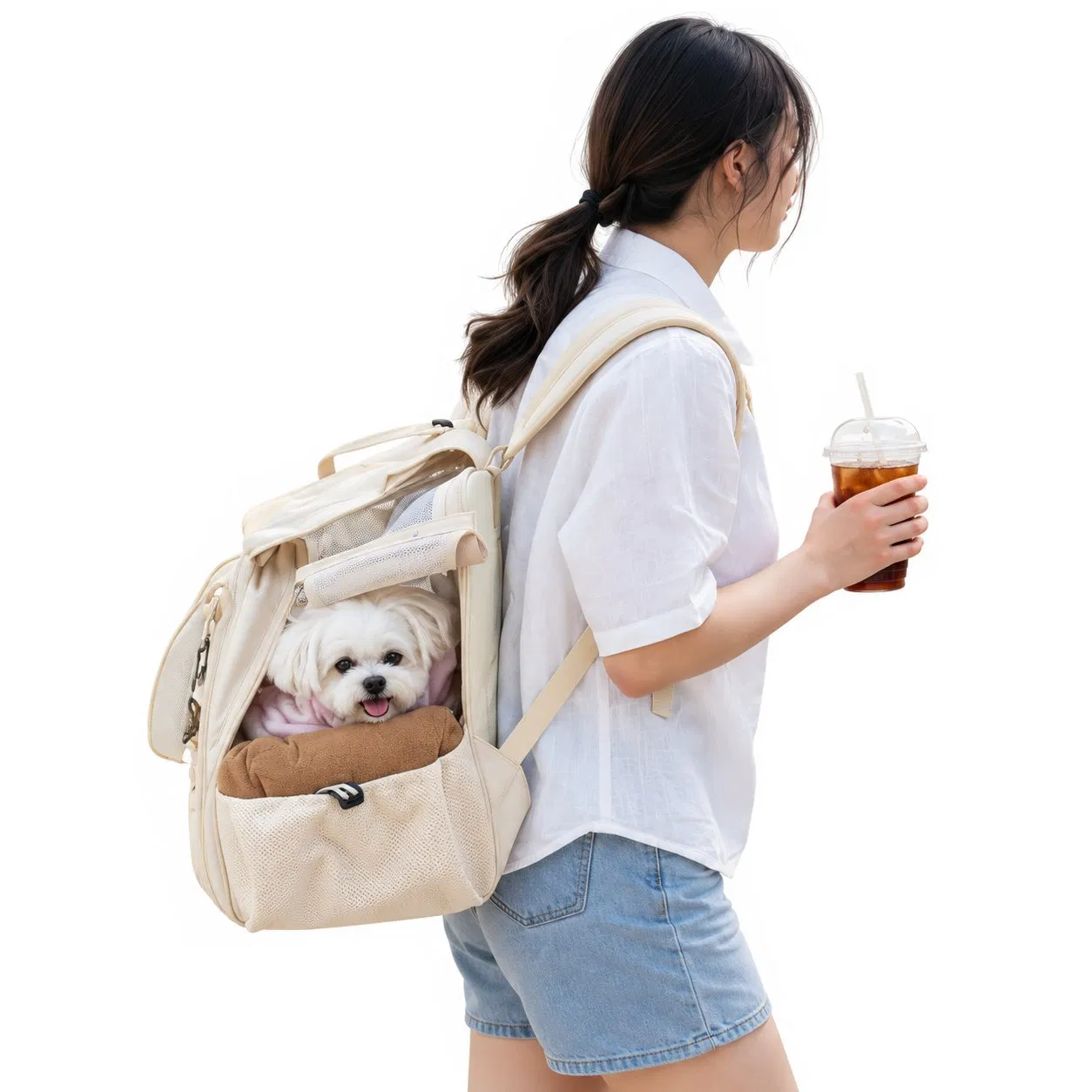 Expandable Pet Backpack Carrier for Small Dogs and Cats with Breathable Mesh
