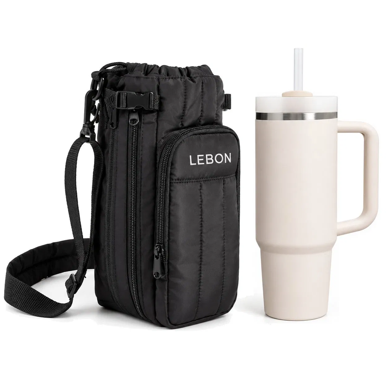 Polyester Water Bottle Crossbody Bag with Adjustable Strap for Hiking