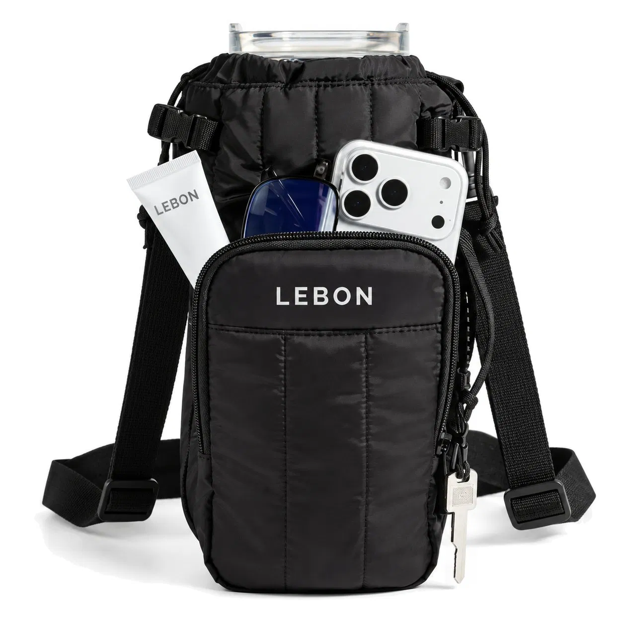 Polyester Water Bottle Crossbody Bag with Adjustable Strap for Hiking