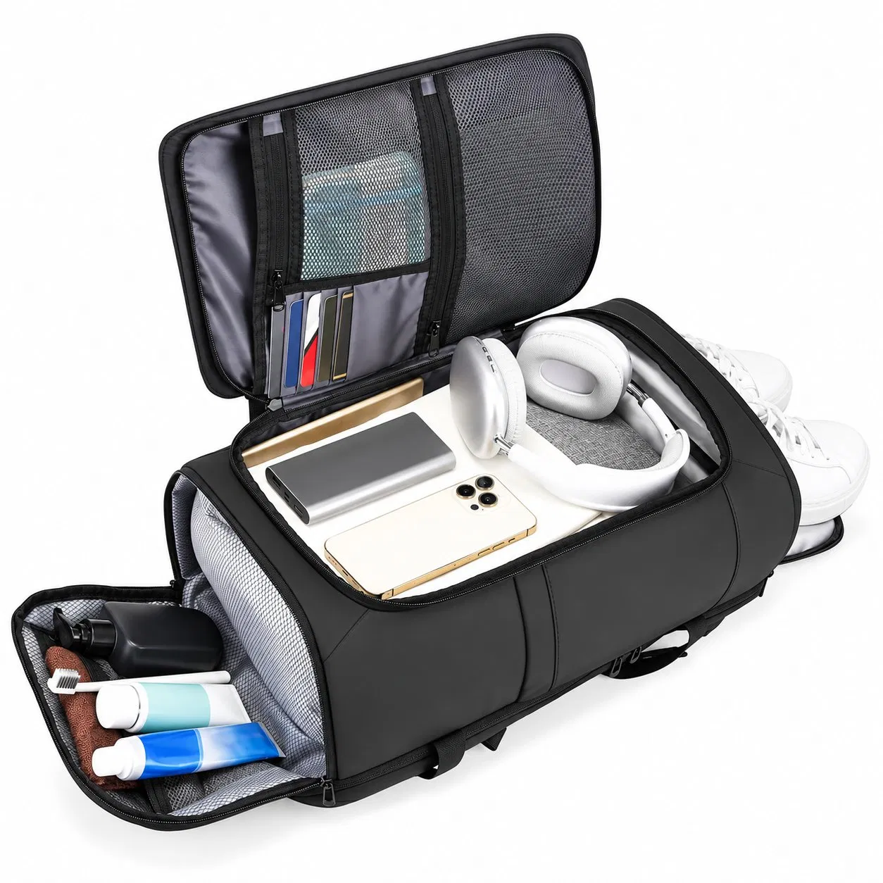 Custom Nylon Laptop Travel Backpack with Shoe and Wet Compartments
