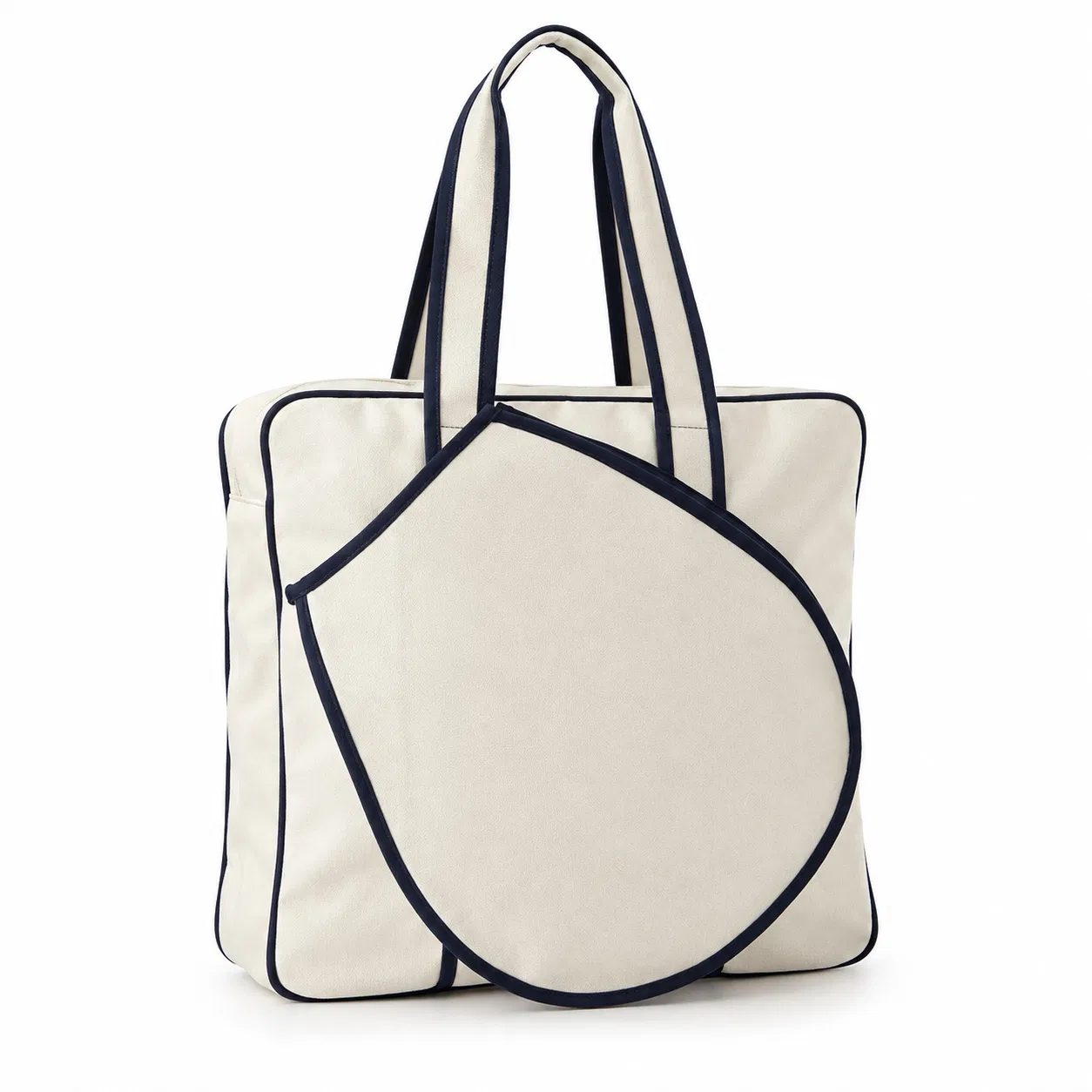 Custom Canvas Tennis Tote Bag with Front Racket Pocket and Shoulder Handles