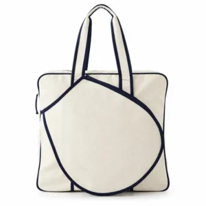 Custom Canvas Tennis Tote Bag with Front Racket Pocket and Shoulder Handles