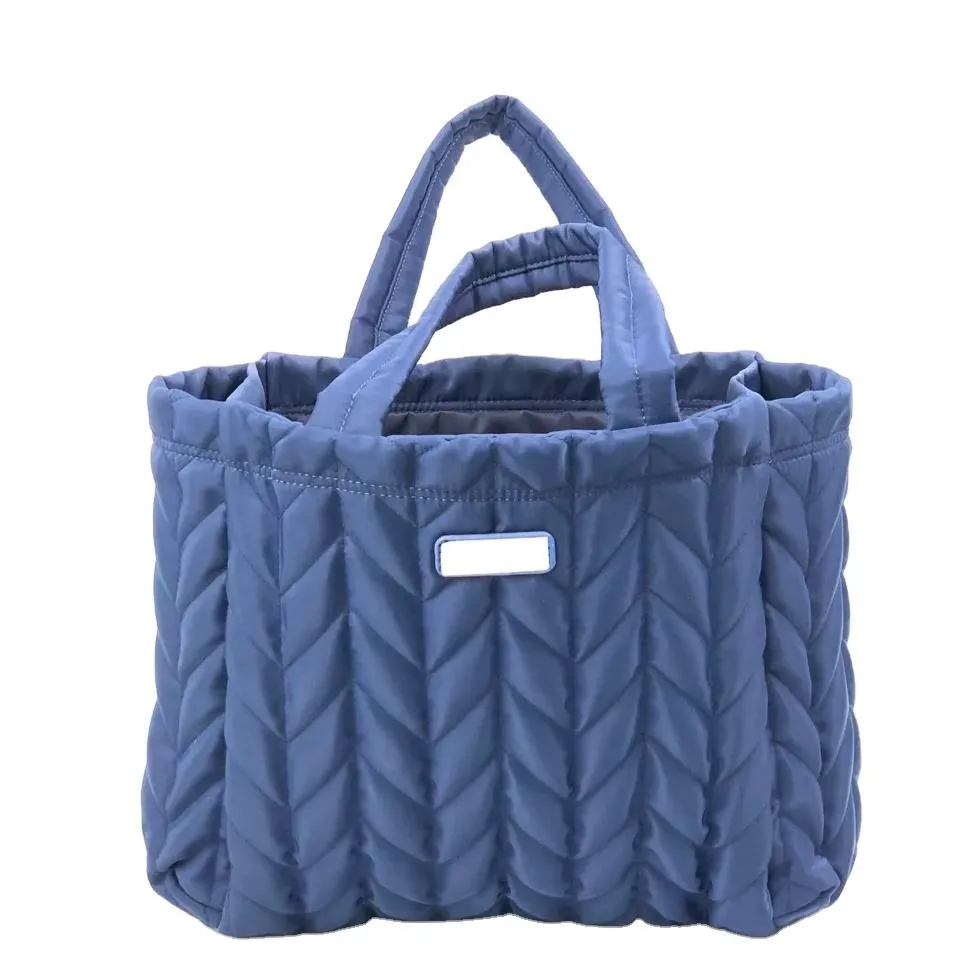 Custom Quilted Nylon Tote Bag with Interior Zipper Pocket