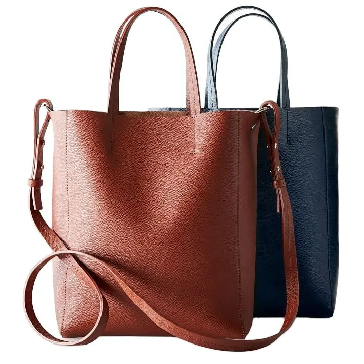 Custom Pebbled Tote Bag with Twin Handles and Adjustable Shoulder Strap