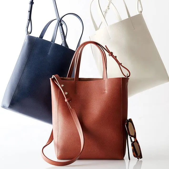 Custom Pebbled Tote Bag with Twin Handles and Adjustable Shoulder Strap