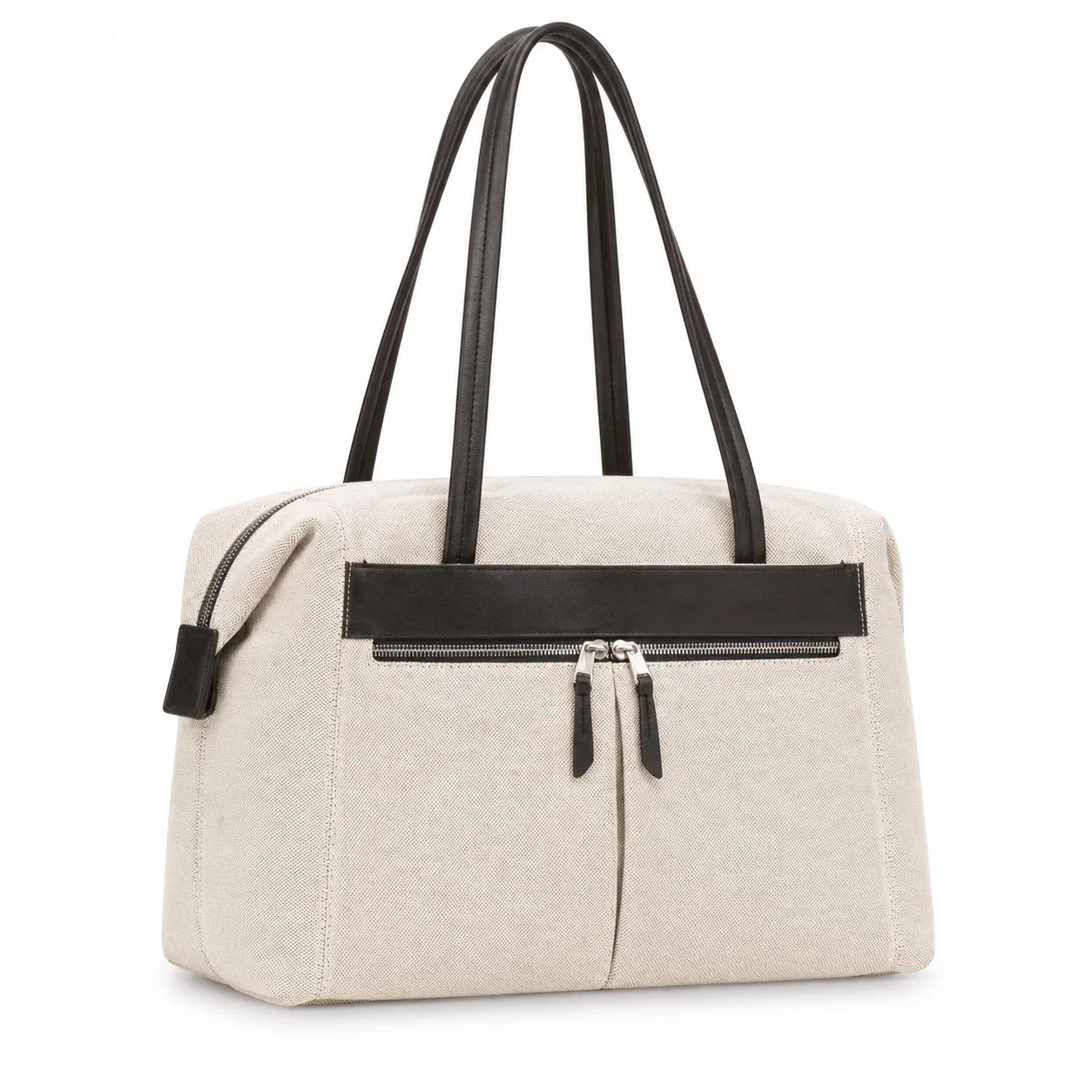 Custom Two Tone Shoulder Tote Bag with Front Zipper Pocket
