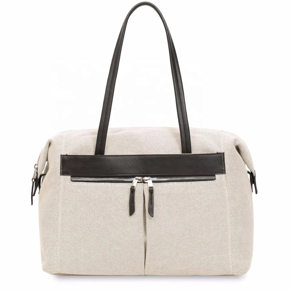 Custom Two Tone Shoulder Tote Bag with Front Zipper Pocket