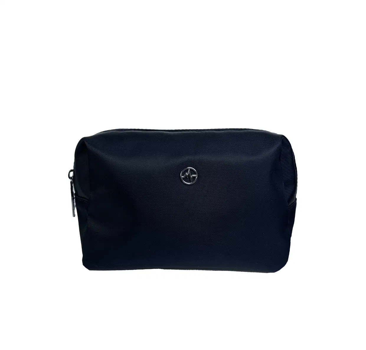 Custom Black Polyester Makeup Bag with Top Zipper and Gusset Base