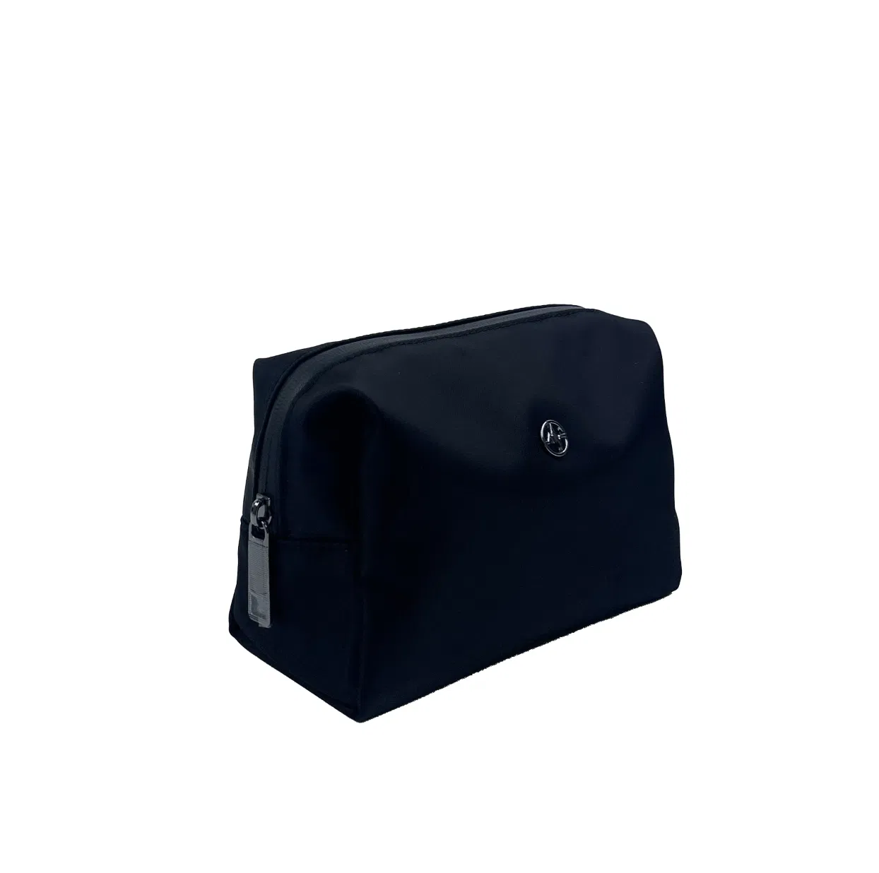 Custom Black Polyester Makeup Bag with Top Zipper and Gusset Base