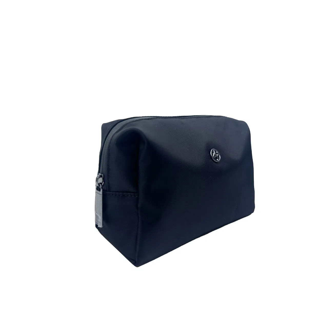 Custom Black Polyester Makeup Bag with Top Zipper and Gusset Base