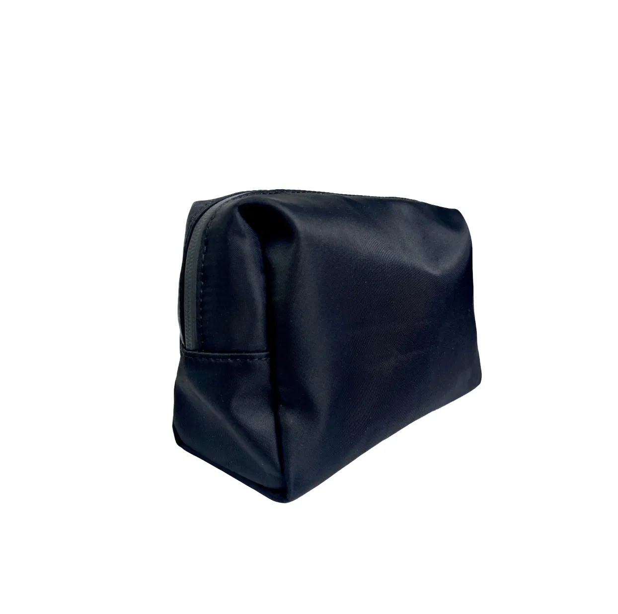 Custom Black Polyester Makeup Bag with Top Zipper and Gusset Base
