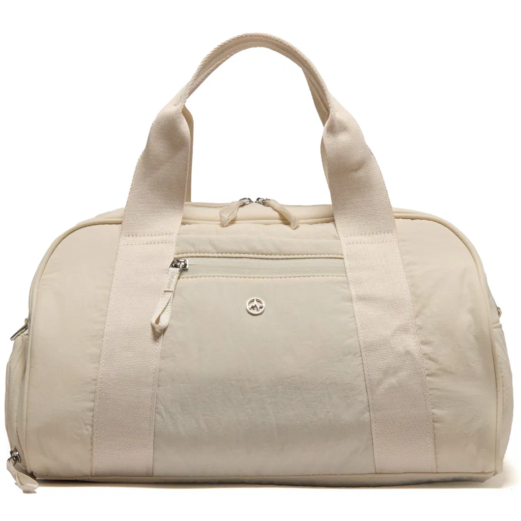 Custom Quilted Nylon Tennis Tote Bag with Racket Pockets and Striped Handles