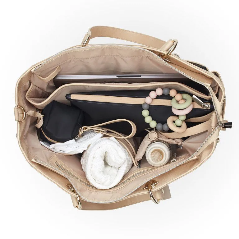 Custom PU Diaper Tote Bag with Changing Pad and Adjustable Shoulder Strap