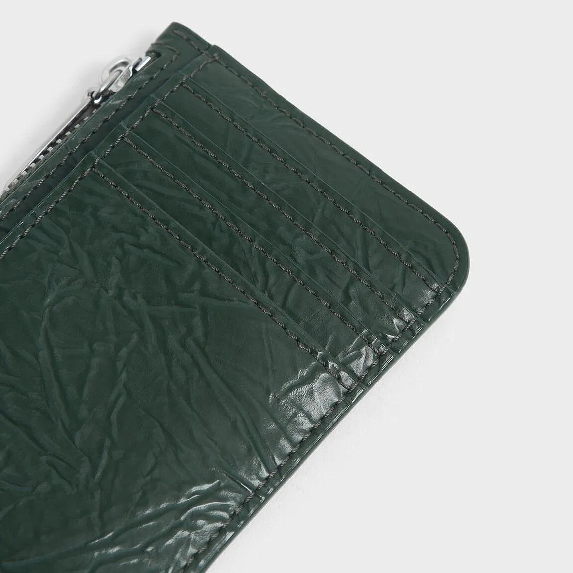 Custom Crinkled PU Card Holder Wallet with Zipper Coin Pocket