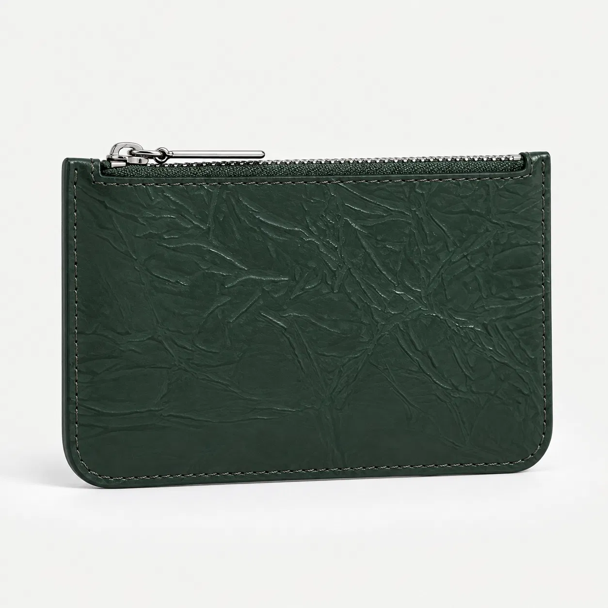 Custom Crinkled PU Card Holder Wallet with Zipper Coin Pocket