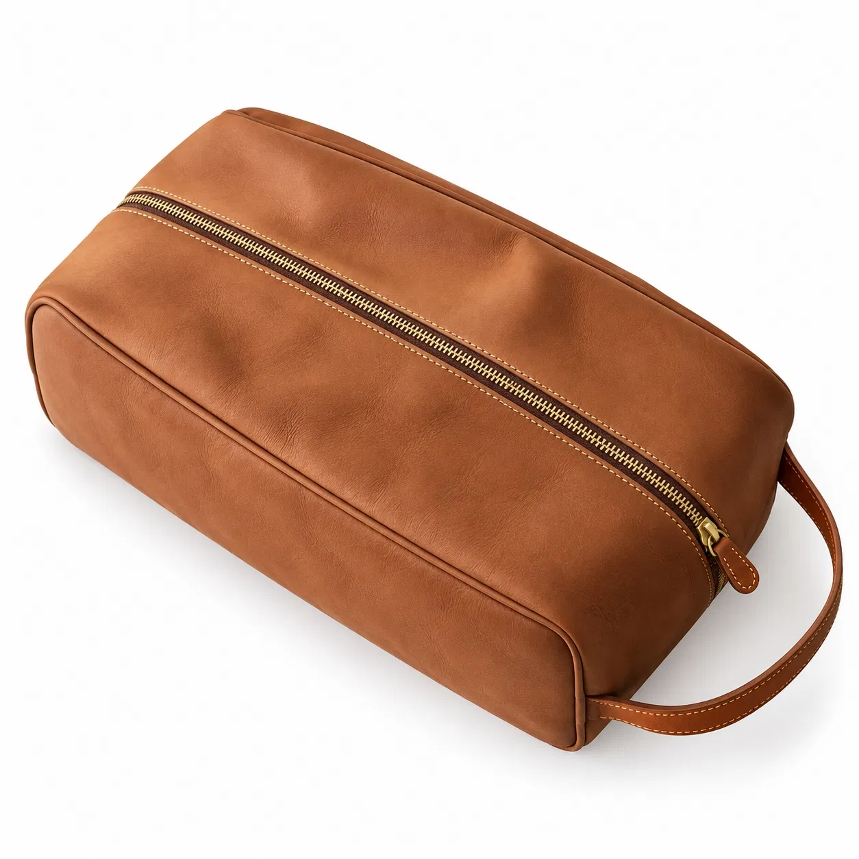Custom Brown PU Shoe Storage Bag with Faux Fur Lining and Zipper