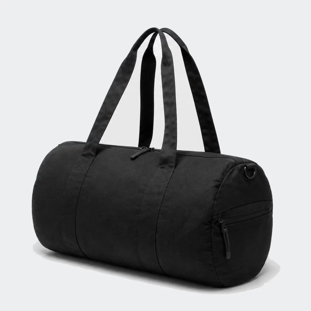 organic cotton canvas grid shoe-compartment gym duffel bag product reference view 2