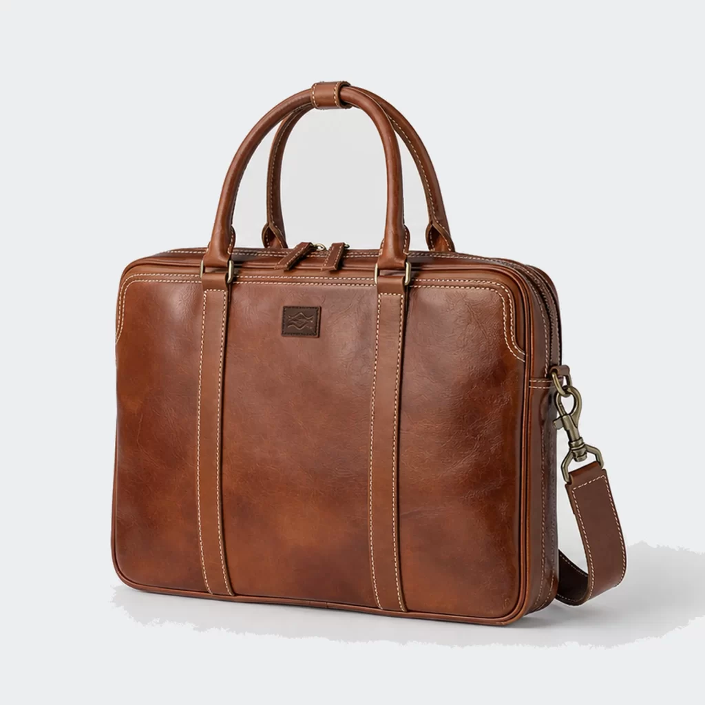 genuine leather harbor business briefcase product reference view 2