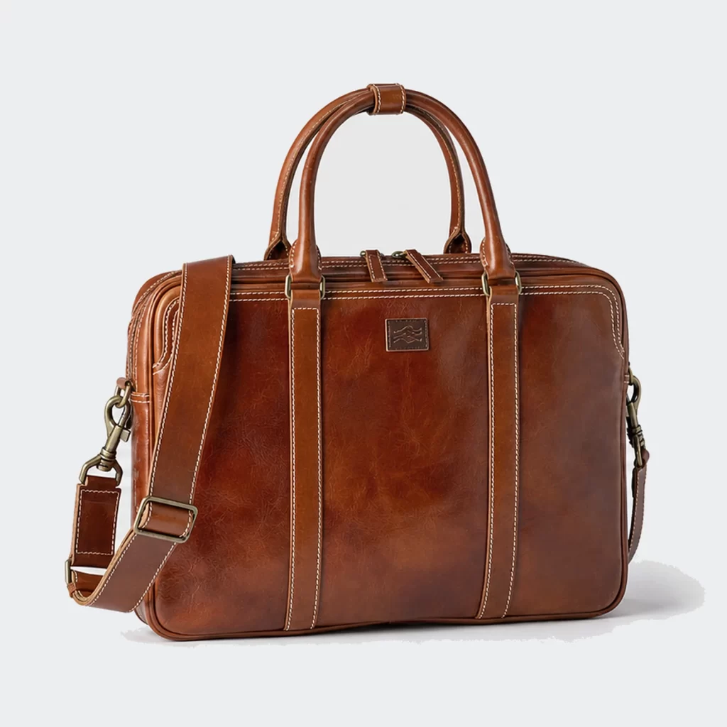genuine leather harbor business briefcase product reference view 1
