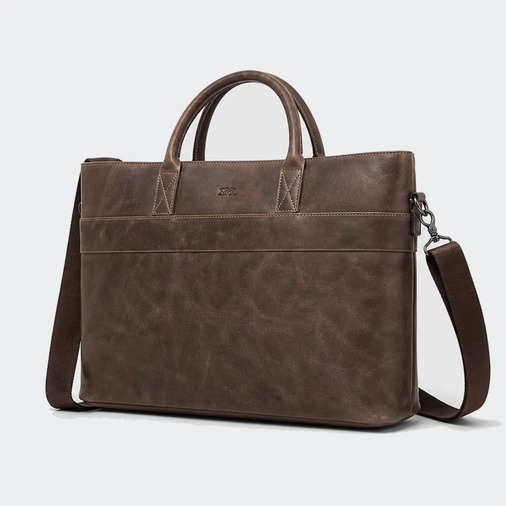 genuine leather cedar business briefcase product reference view 2