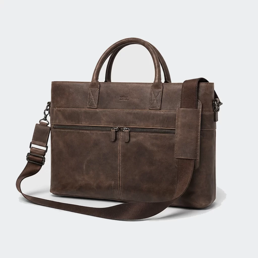 genuine leather cedar business briefcase product reference view 1