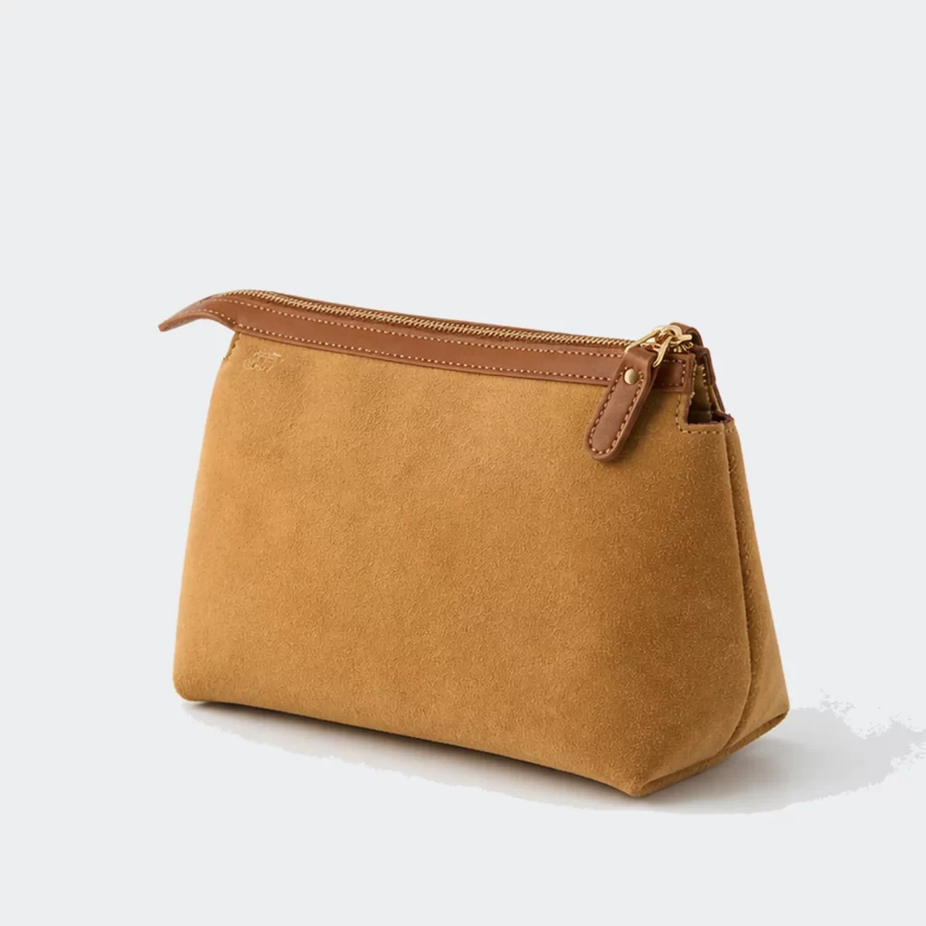 suede leather orbit zip pouch product reference view 2