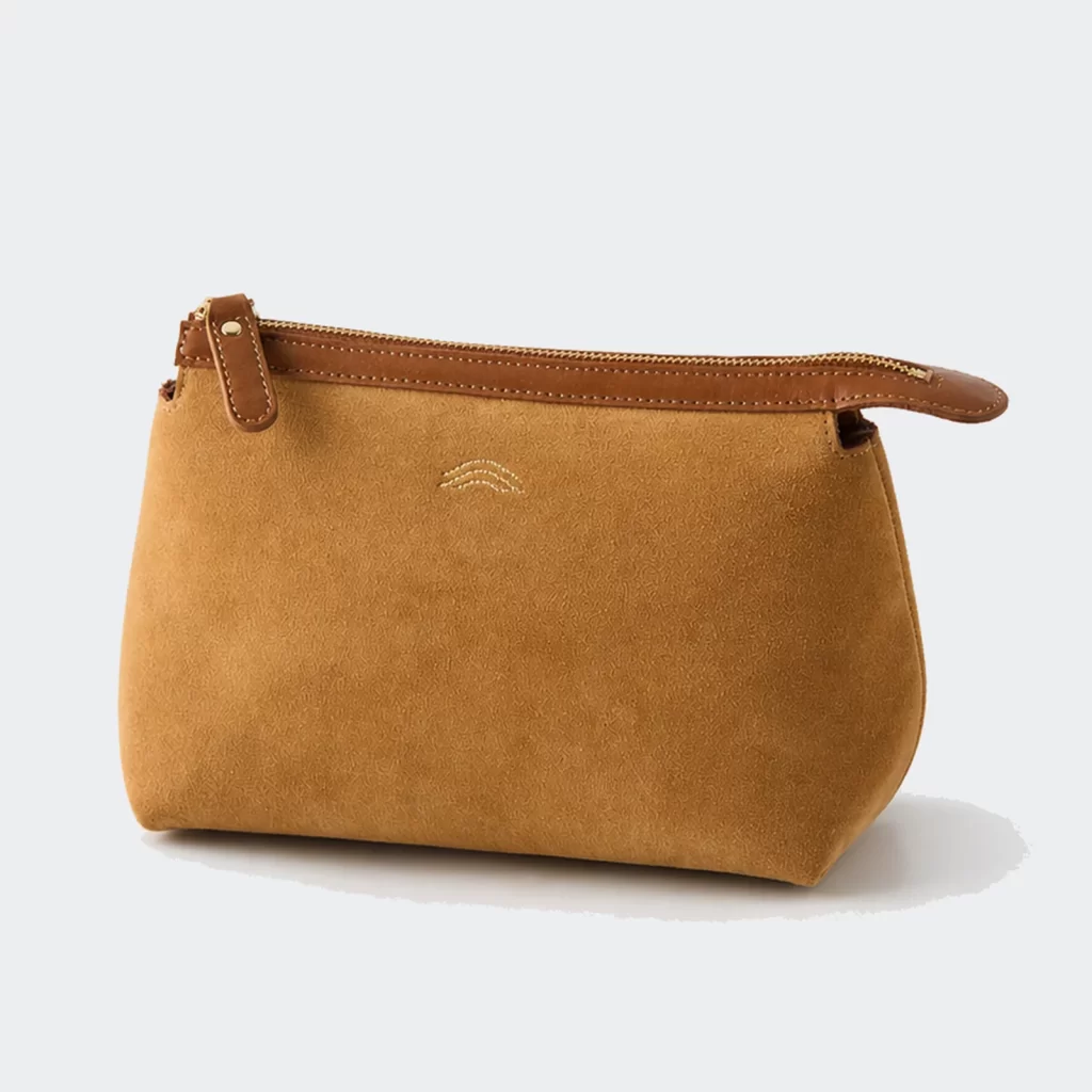 suede leather orbit zip pouch product reference view 1