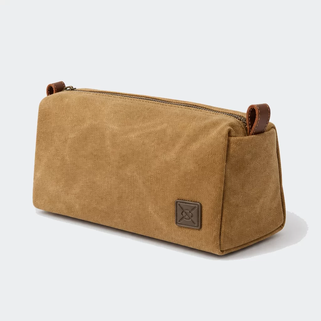 waxed cotton canvas flex zip pouch product reference view 2