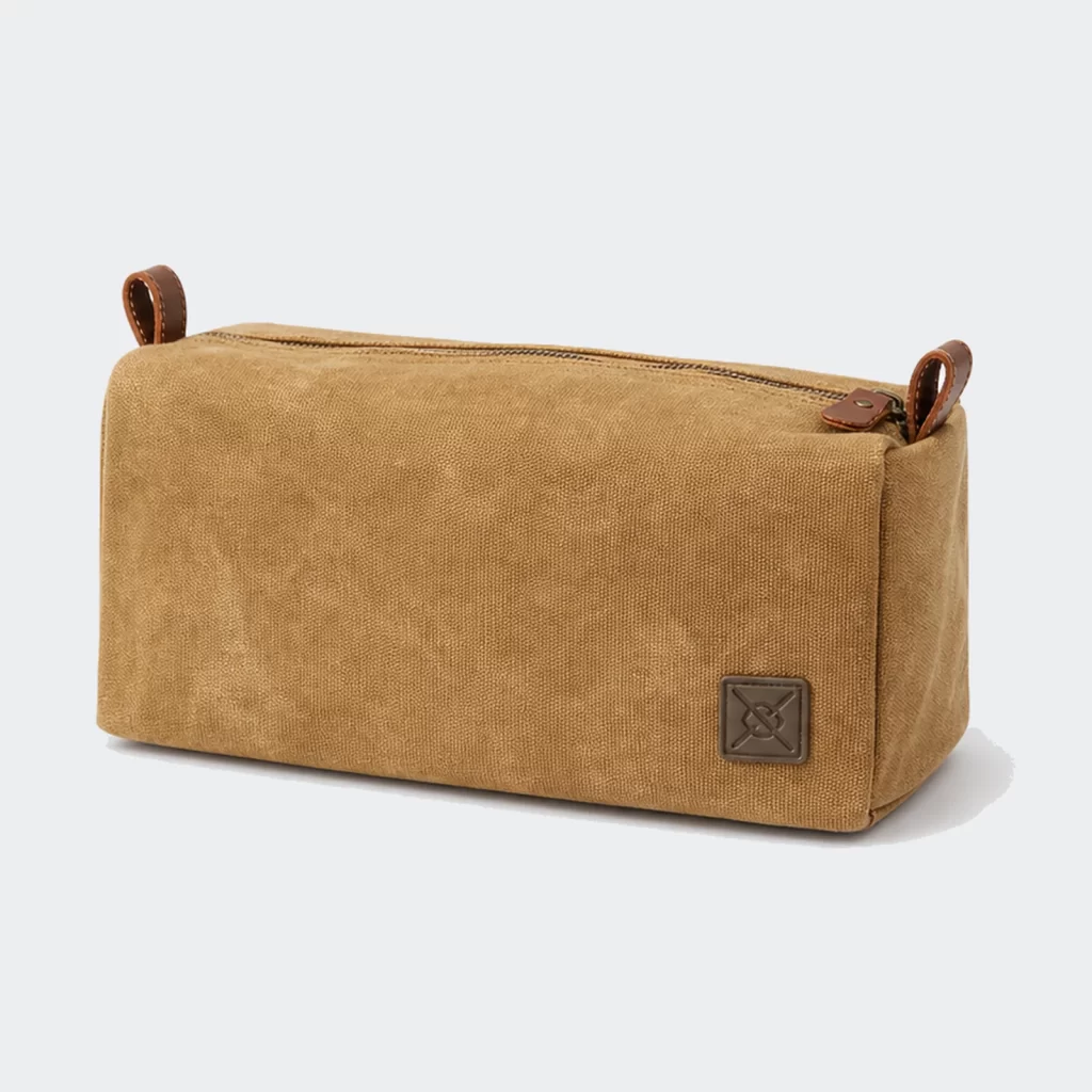 waxed cotton canvas flex zip pouch product reference view 1