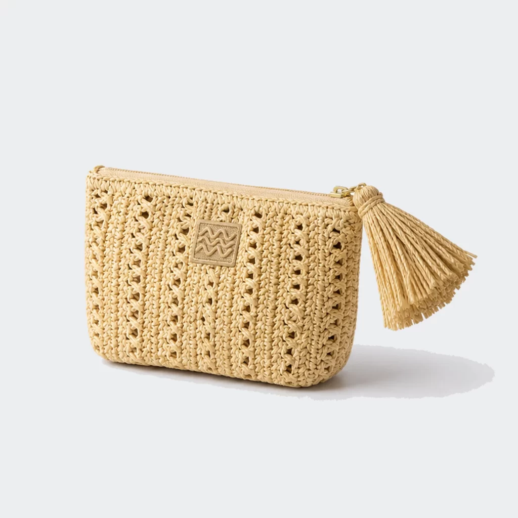 woven raffia venture zip pouch product reference view 2