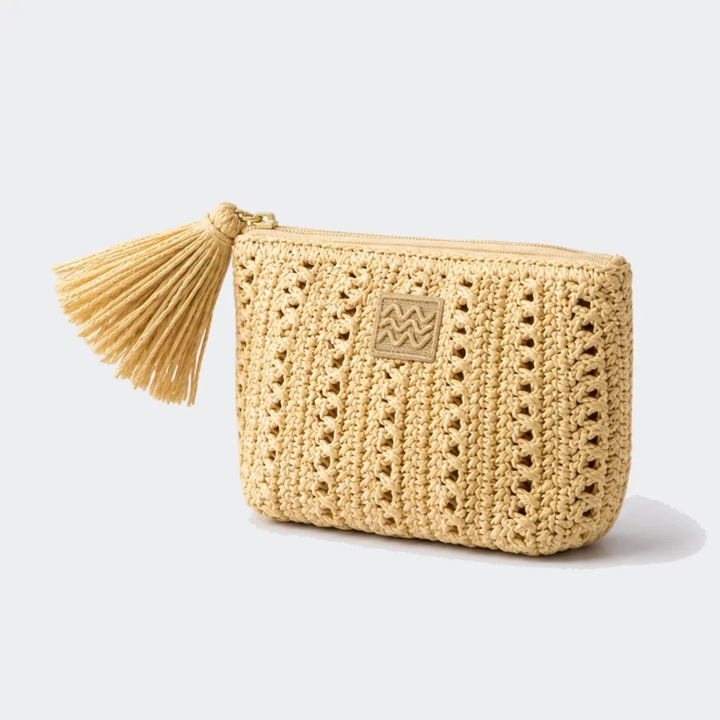 woven raffia venture zip pouch product reference view 1