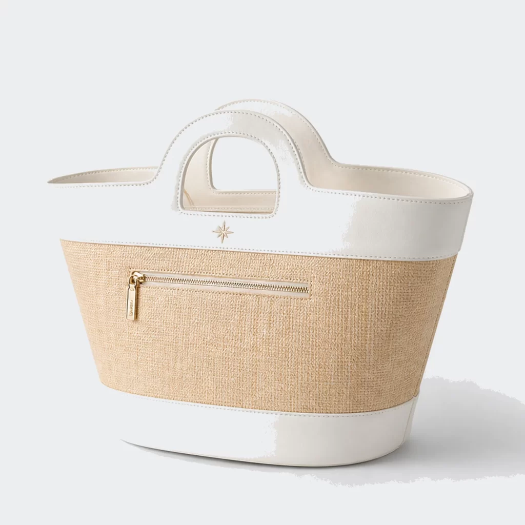 woven raffia pivot shoulder handbag product reference view 2