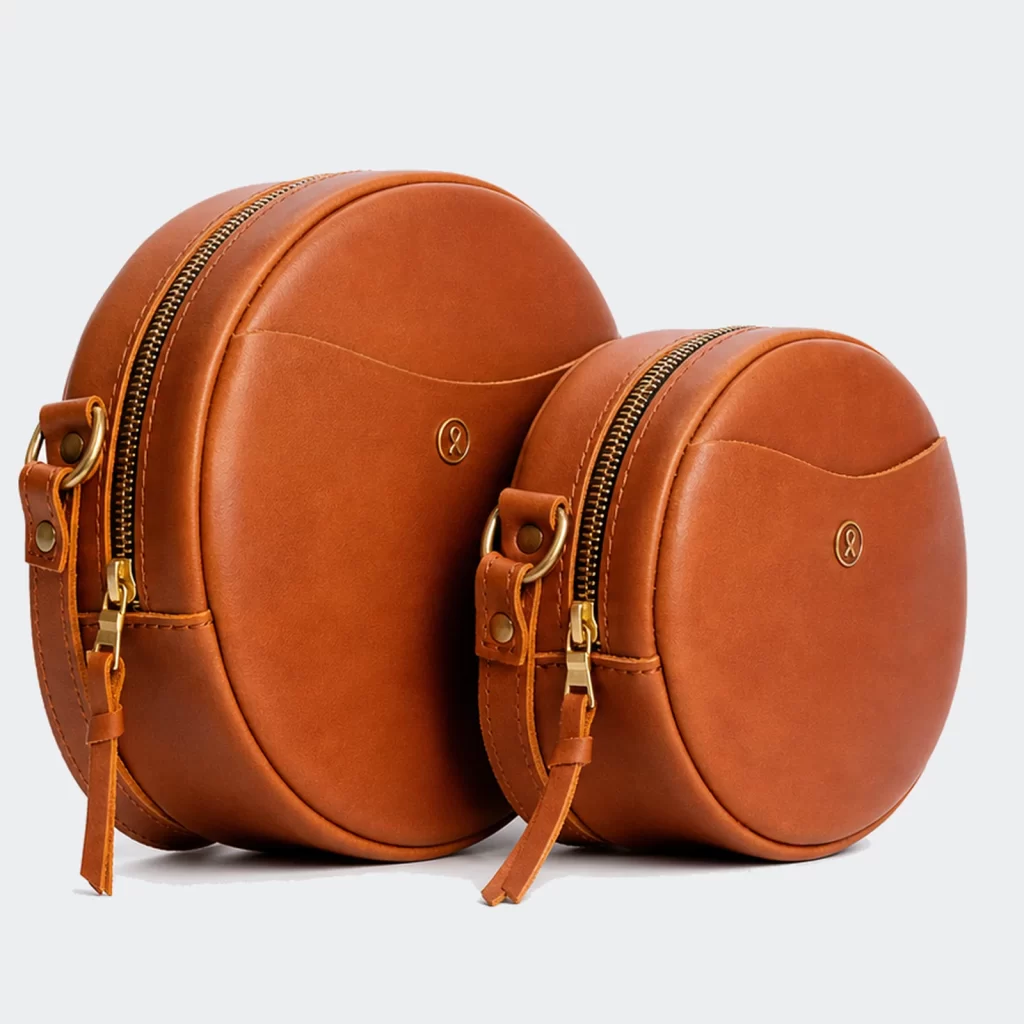 full-grain leather round crossbody bag product reference view 1