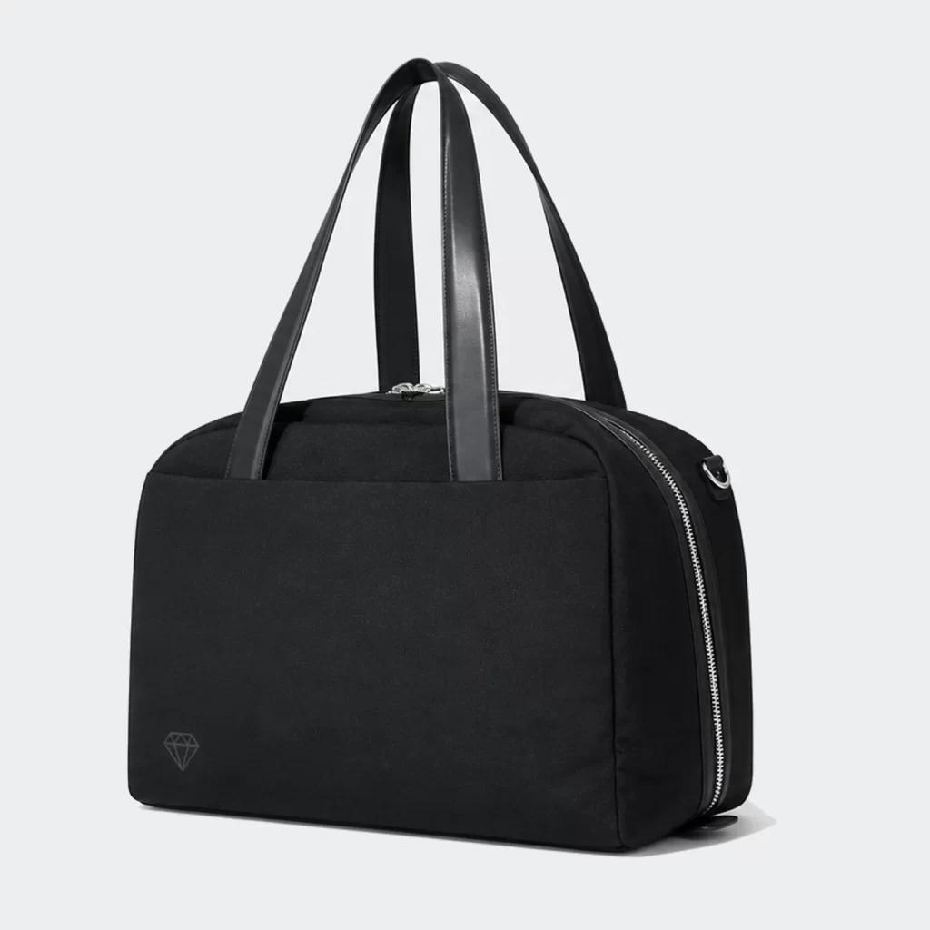 recycled polyester leather-trim travel duffel product reference view 2