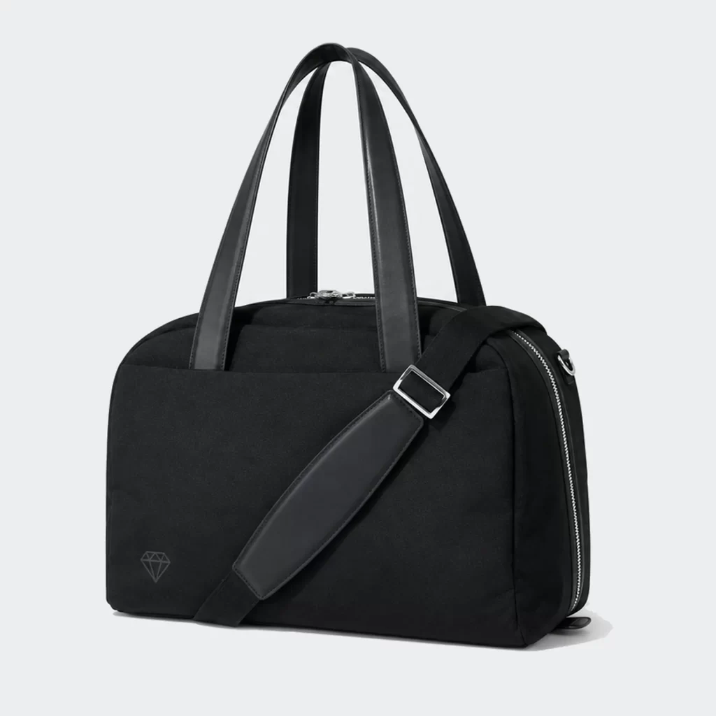 recycled polyester leather-trim travel duffel product reference view 1
