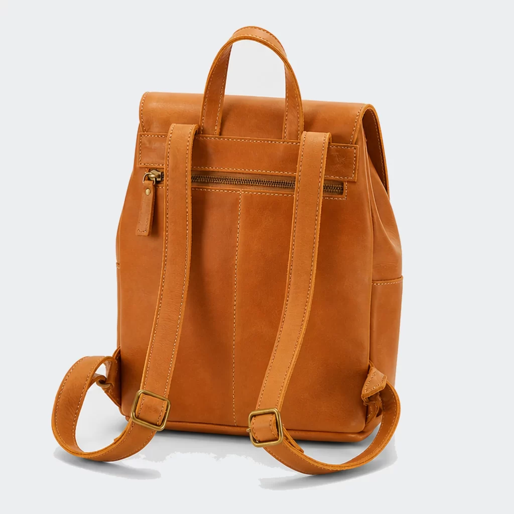full-grain leather crescent everyday backpack product reference view 2
