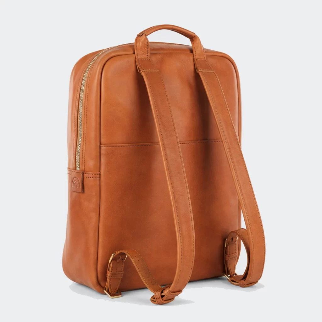 full-grain leather quartz laptop everyday backpack product reference view 2