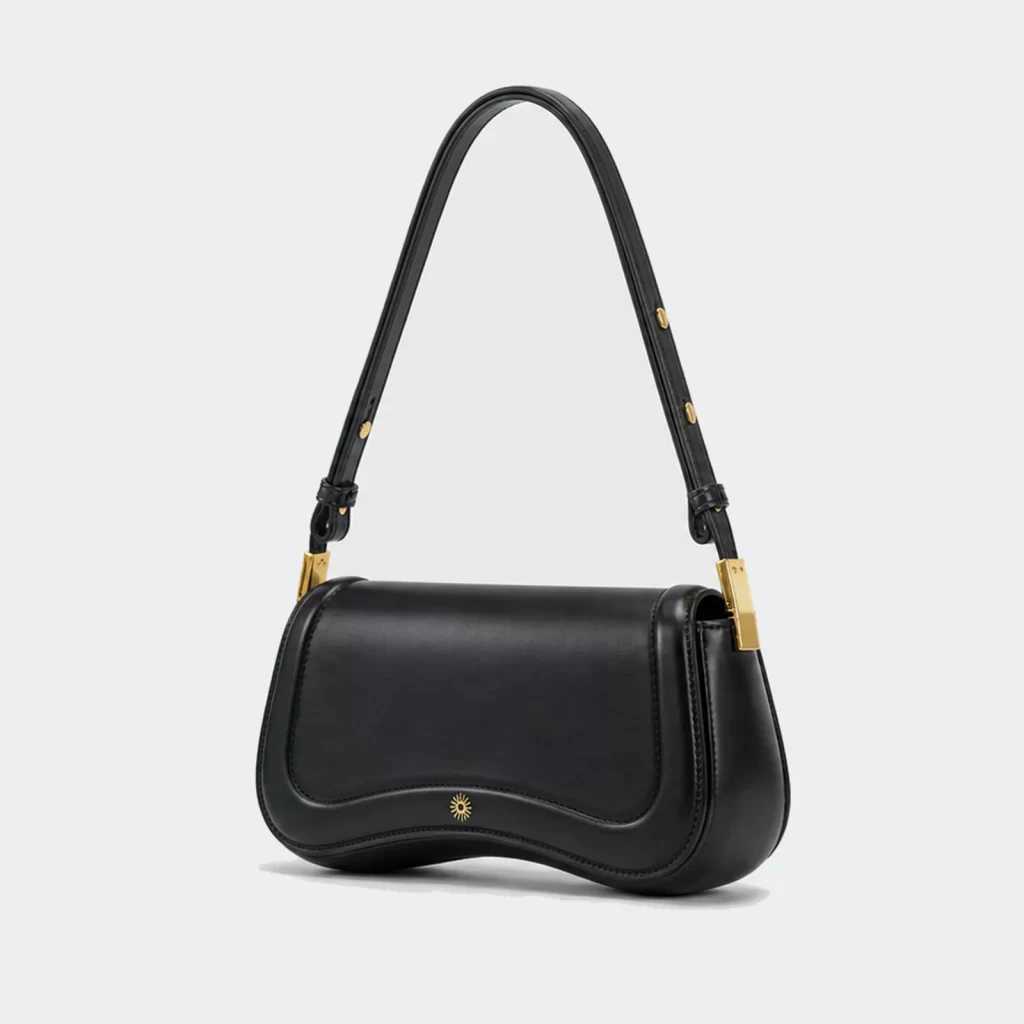 vegan pu leather minimal curved shoulder bag product reference view 1