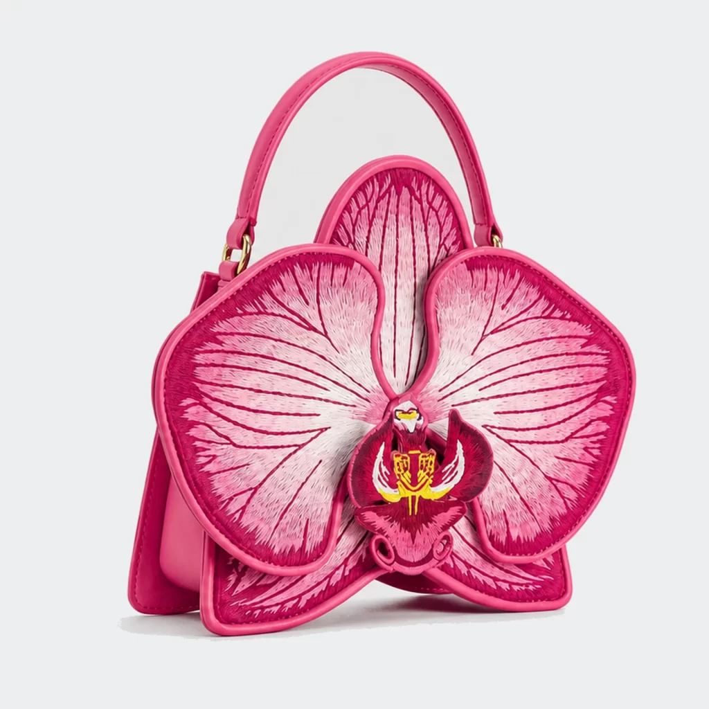 vegan pu leather orchid sculptural top handle bag product reference view 1
