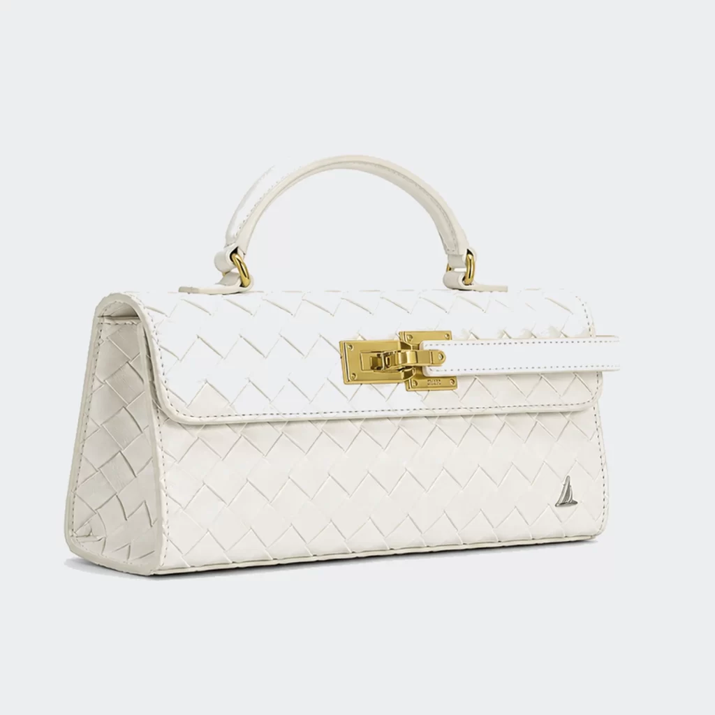 vegan pu leather woven texture top handle bag product reference view 1