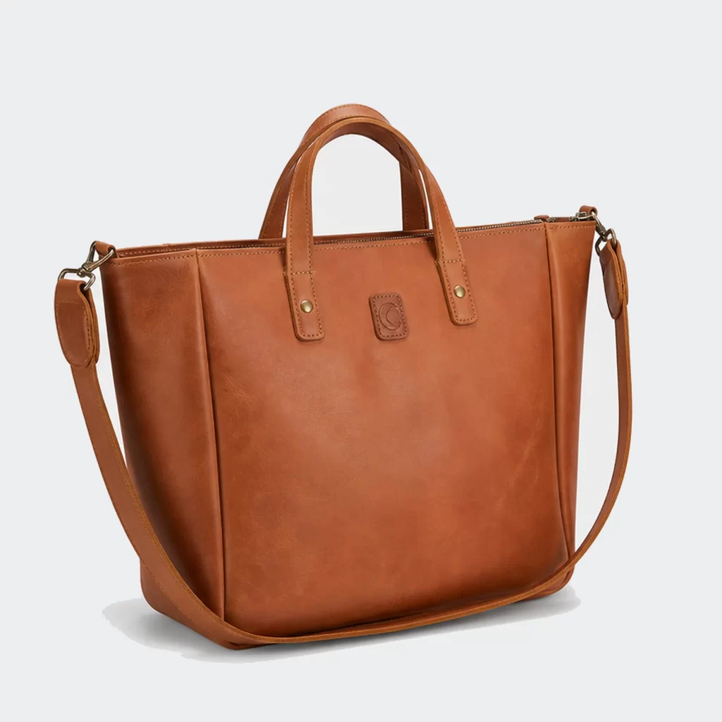 full-grain leather grove laptop carryall tote bag product reference view 2