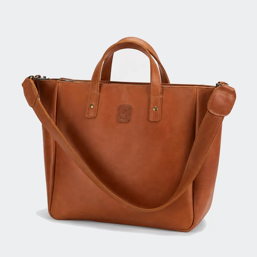 full-grain leather grove laptop carryall tote bag product reference view 1