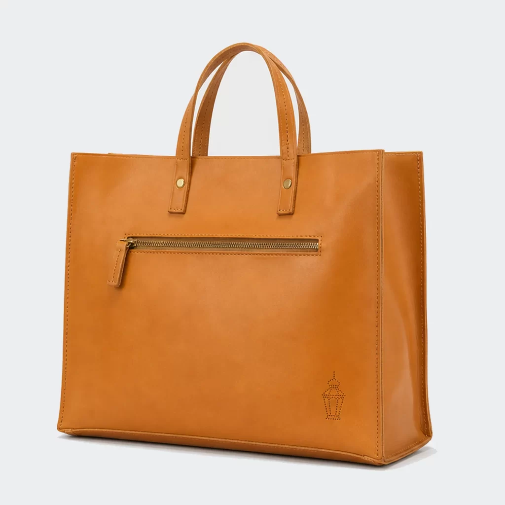 full-grain leather ember everyday shopper tote bag product reference view 2