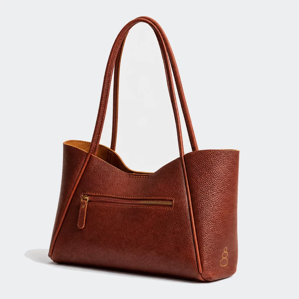 full-grain leather structured tote bag product reference view 2